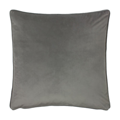 Opulence Plain Velvet Cushion in steel grey, a square velvet cushion with piped edging, shown on a plain white background.