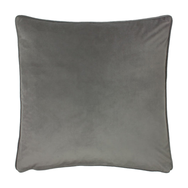 Opulence Plain Velvet Cushion in steel grey, a square velvet cushion with piped edging, shown on a plain white background.
