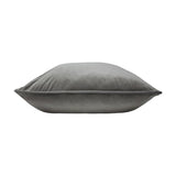 Opulence Plain Velvet Cushion in steel grey, square with piped edge, shown side-on against a plain white background.