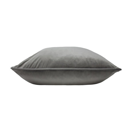 Opulence Plain Velvet Cushion in steel grey, square with piped edge, shown side-on against a plain white background.