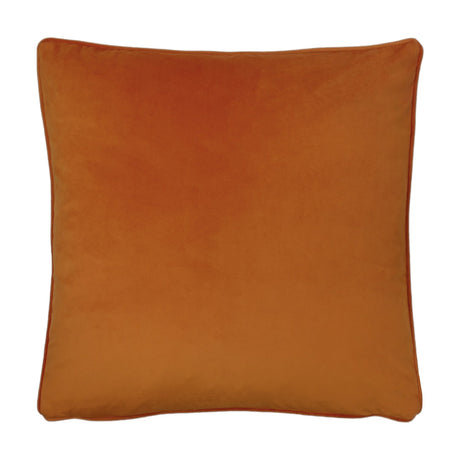 Opulence Plain Velvet Cushion in tangerine orange, a square velvet cushion with a neat piped edge, shown against a plain white background.