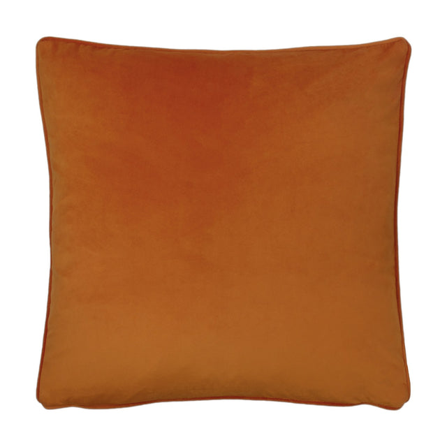 Opulence Plain Velvet Cushion in tangerine orange, a square velvet cushion with a neat piped edge, shown against a plain white background.
