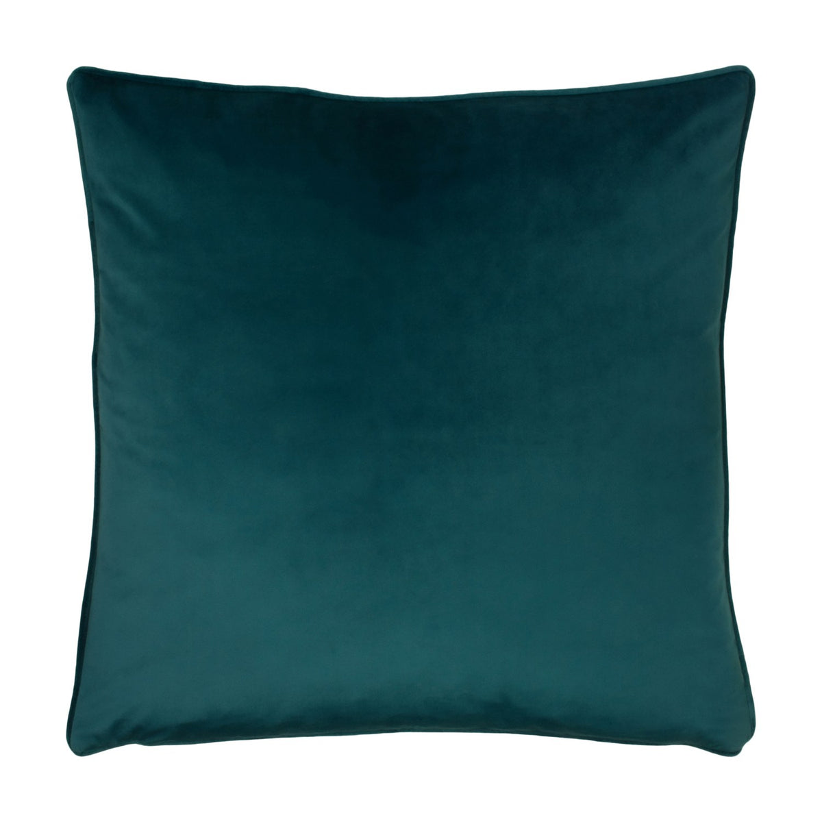 Opulence Plain Velvet Cushion in deep teal blue, square velvet cover with piped edging on all sides, shown on a plain white background.