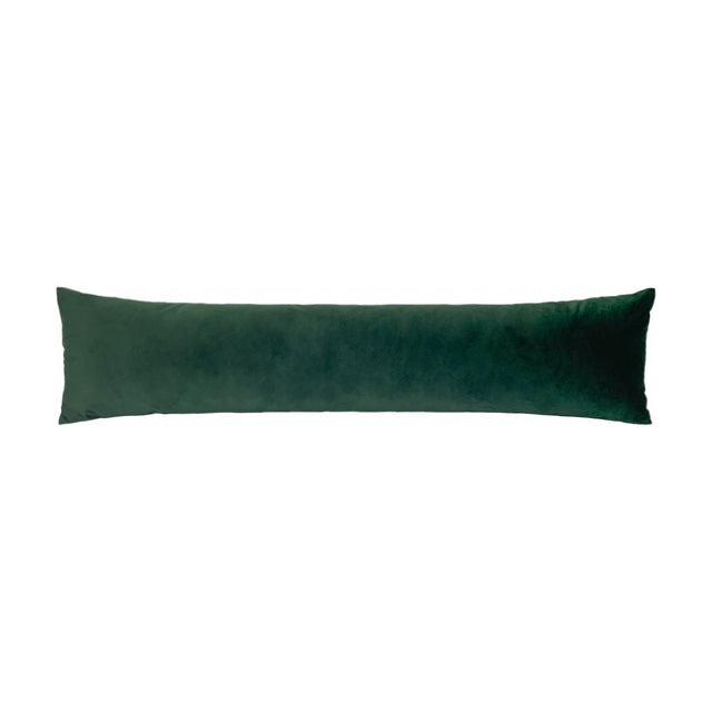 Opulence Plain Velvet Draught Excluder in bottle green, a long slim bolster with smooth soft-pile velvet finish, shown on a plain white background.
