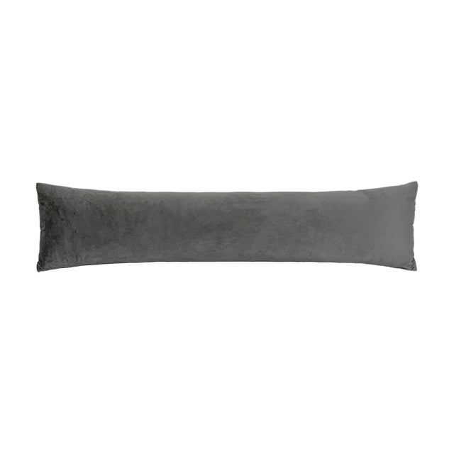 Opulence Plain Velvet Draught Excluder in steel grey, a long plain bolster cushion with soft velvet pile, shown on a plain white background.