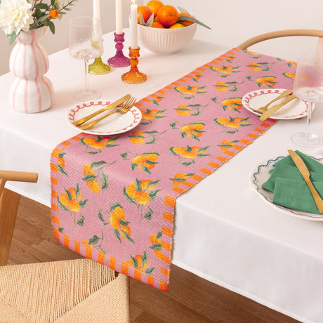 Oranges Floral Polyester Table Runner - Pink