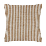 Organik Plain Cotton Cushion in natural, a 45 x 45cm square cushion with fine vertical stripes of sandy jute and soft white cotton, shown on a plain background.