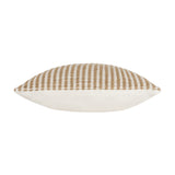 Organik Plain Cotton Cushion in Natural, shown side-on with a plain white cotton back and a striped jute-and-cotton textured front, on a plain white background.