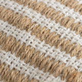 Close-up of the Organik Plain Cotton Cushion in natural, showing woven bands of coarse sandy jute alternating with rows of soft white cotton for a textured striped surface.