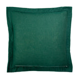 Palmeria Velvet Cotton Cushion in emerald green with a flanged edge and hidden zip closure, shown on a plain white background.