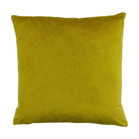 Palm Grove Jacquard Velvet Cushion in solid gold velvet, plain square shape with piped edge, shown on a white background.