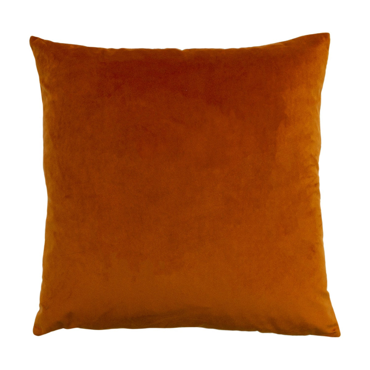 Palm Grove Jacquard Velvet Cushion in rust velvet, square 50x50cm shape, plain solid finish shown on plain white background.