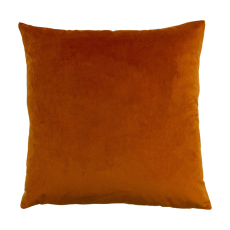 Palm Grove Jacquard Velvet Cushion in rust velvet, square 50x50cm shape, plain solid finish shown on plain white background.
