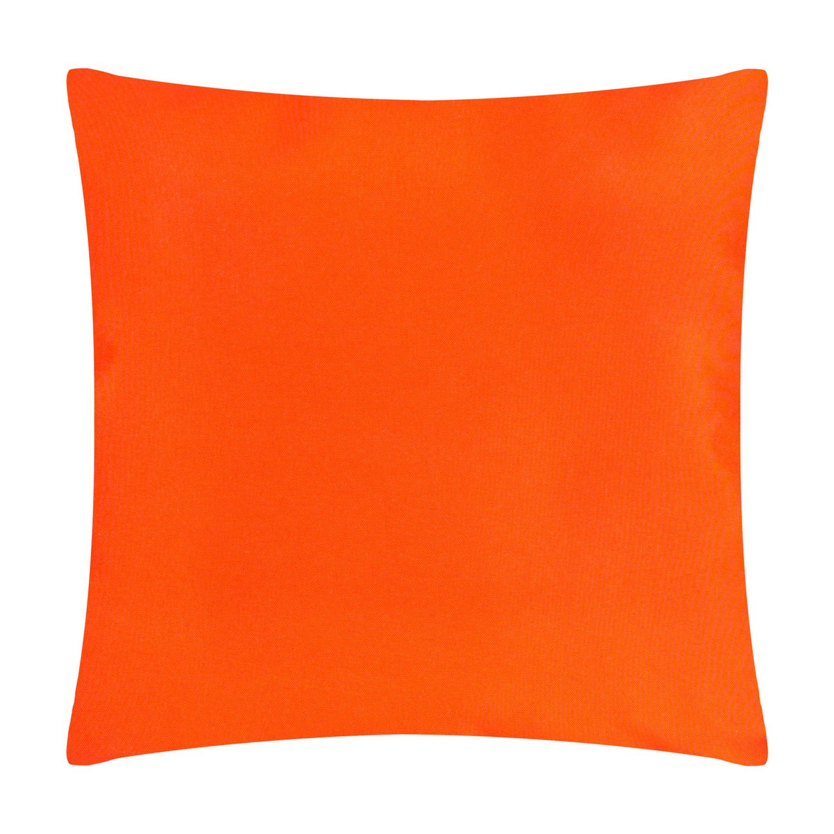 Square polyester cushion in solid orange with a plain piped edge, shown plain-side on a white background, 43 x 43cm.