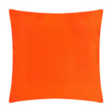 Square polyester cushion in solid orange with a plain piped edge, shown plain-side on a white background, 43 x 43cm.