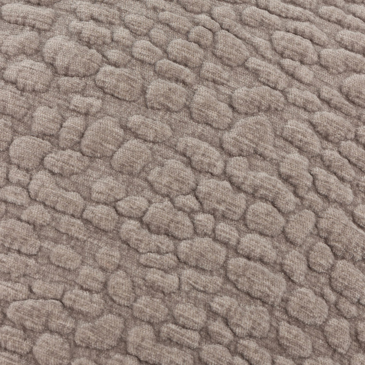 Close-up of the Pebble Linen Chenille Cushion in slate grey, showing a raised, pebble-textured chenille surface with dense, tactile pile.