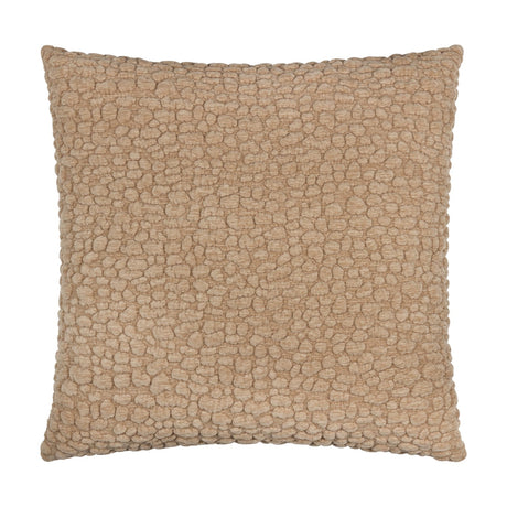 Pebble Linen Chenille Cushion in stone, a square 45 x 45cm design with a raised, pebble-textured chenille surface in neutral beige, shown on a plain white background.
