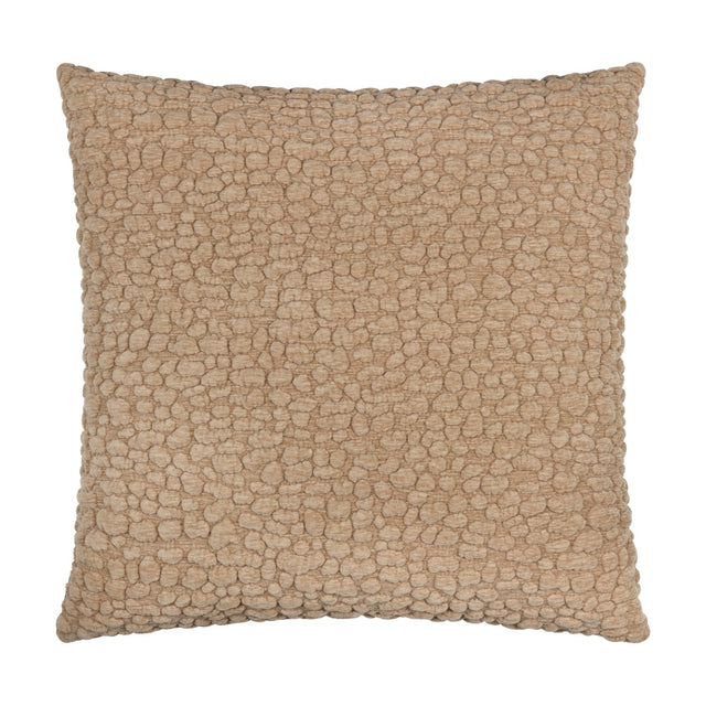 Pebble Linen Chenille Cushion in stone, a square 45 x 45cm design with a raised, pebble-textured chenille surface in neutral beige, shown on a plain white background.