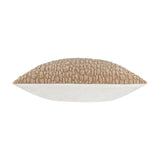 Side profile of the Pebble Linen Chenille Cushion in stone, showing a raised pebble-textured chenille face and plain white linen back, on a white background.