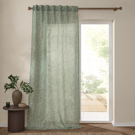 Perrie Leaf Floral Polyester Curtain Panel - Forest