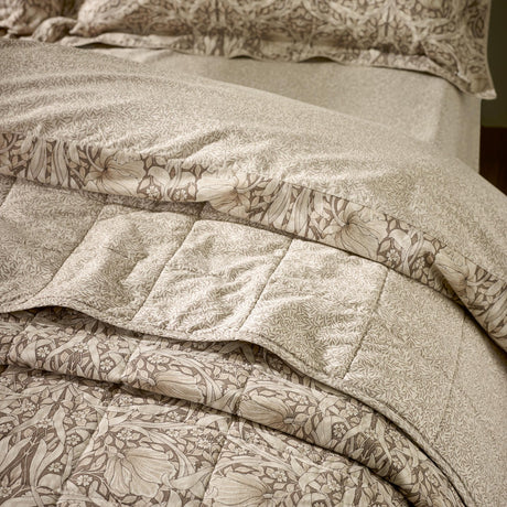 Pimpernel Percale Cotton Bedspread - Natural & Chocolate