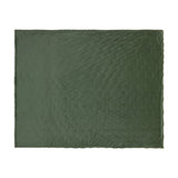 Pines Velvet Faux Fur Throw in forest green, shown flat with its smooth velvet reverse side facing up against a plain white background.