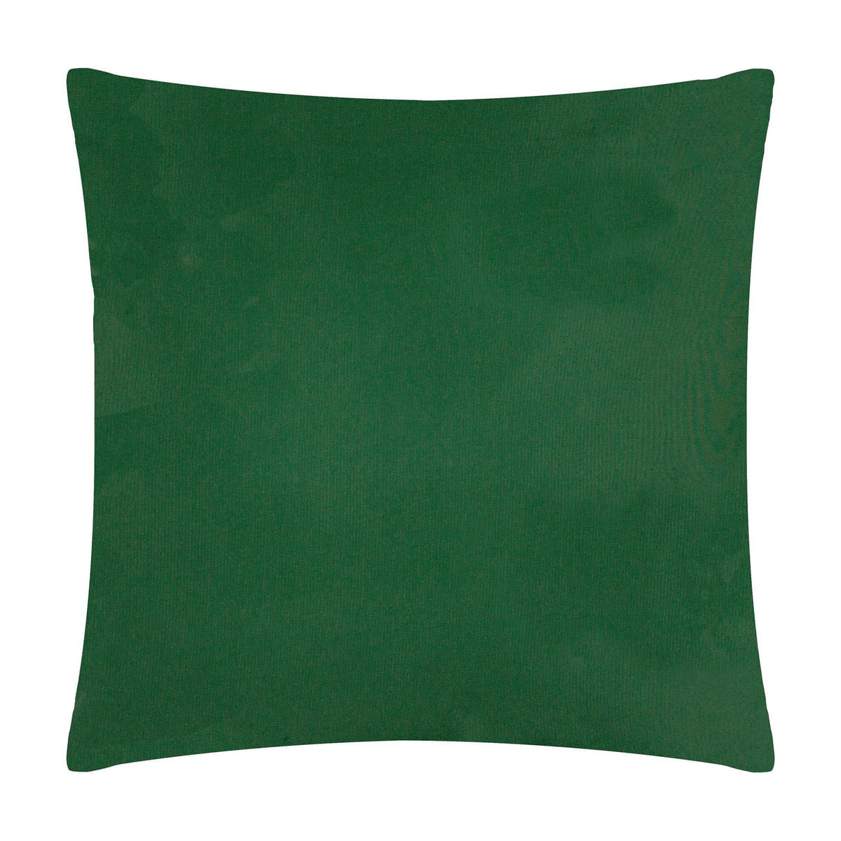 Square outdoor cushion in plain bottle green polyester fabric with a solid, pattern-free finish, shown against a plain white background.
