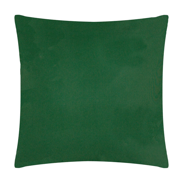 Square outdoor cushion in plain bottle green polyester fabric with a solid, pattern-free finish, shown against a plain white background.