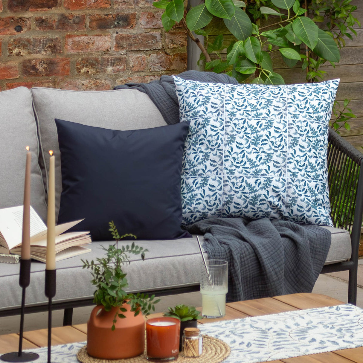 Plain Printed Polyester Cushion - Navy