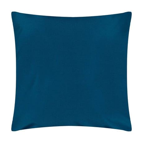 Square outdoor cushion in plain royal blue polyester with a knife edge finish, shown on a plain white background.