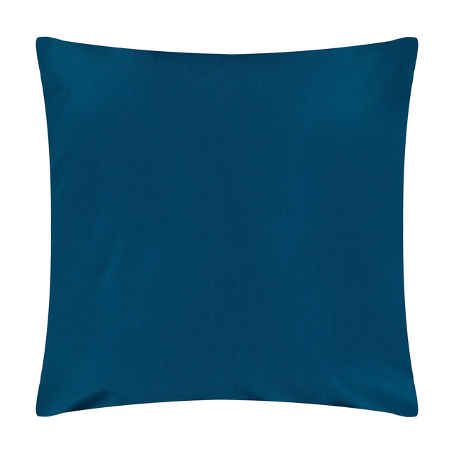 Square outdoor cushion in plain royal blue polyester with a knife edge finish, shown on a plain white background.