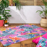 Psychedelic Jungle Printed Polyester Rug - Pink