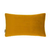 Rambbes Animal Velvet Cushion in honey gold, rectangular velvet fabric with gingham-trimmed piping edge, shown plain on a white background.