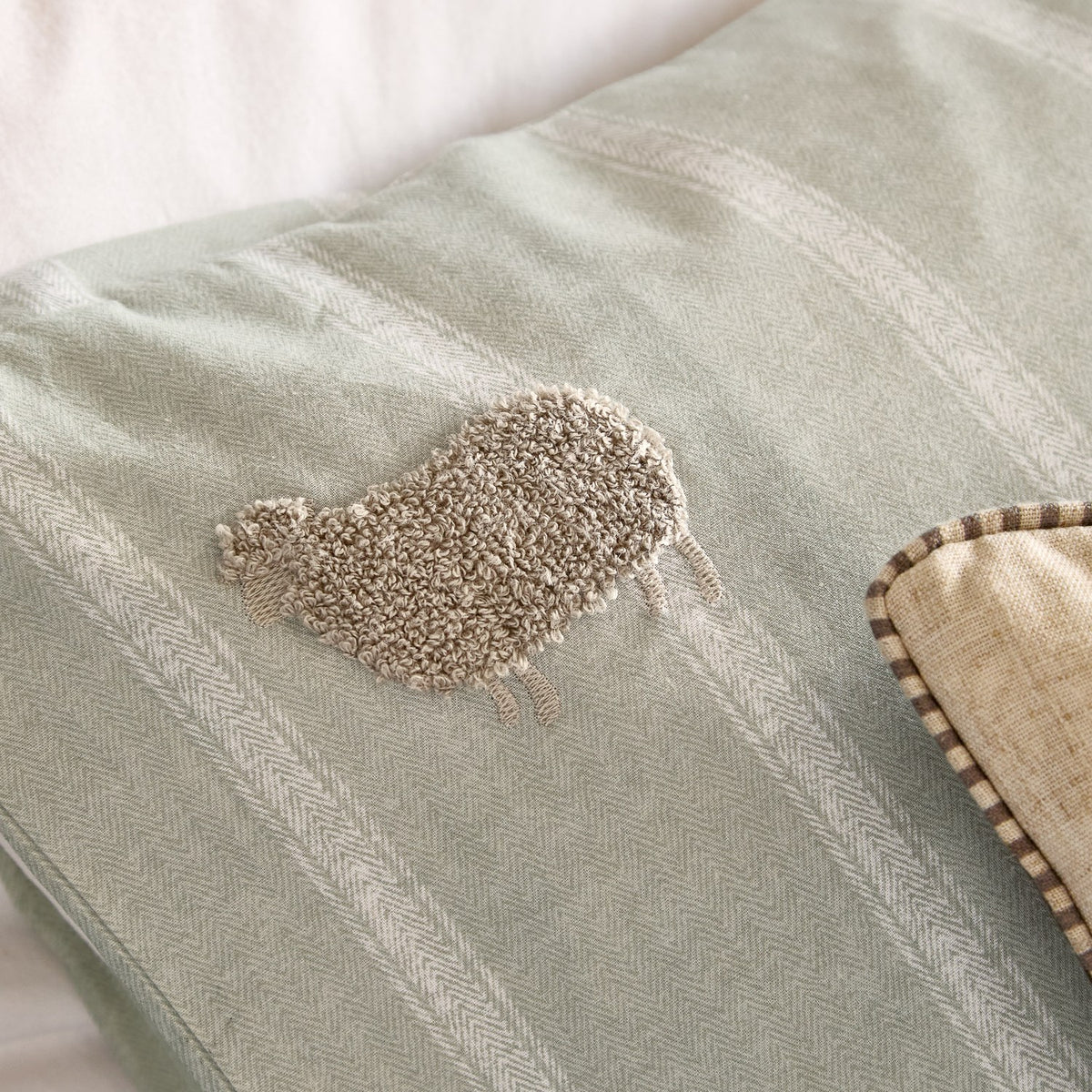 Ramble Cotton Striped Duvet Cover Set - Sage