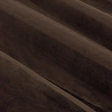 Close-up of Regency Stripe eyelet curtain fabric in chocolate brown velvet, showing vertical pile stripes creating subtle light and shade variation.