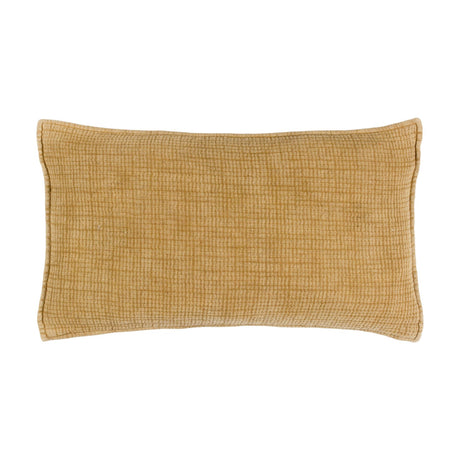 Ribble Reversible Cotton Cushion in honey, a rectangular bolster-style cushion with a fine ribbed woven texture, shown on a plain white background.