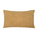 Ribble Reversible Cotton Cushion in honey, a rectangular bolster-style cotton cover with a fine ribbed, stonewashed texture and rear zip fastening, shown on a plain white background.
