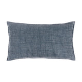 Ribble Reversible Cotton Cushion in ink blue, rectangular bolster shape with a subtly ribbed woven texture, shown on a plain white background.