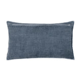 Ribble Reversible Cotton Cushion in ink blue, rectangular bolster shape with ribbed woven texture and rear zip fastening, shown against a plain white background.