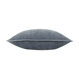 Ribble Reversible Cotton Cushion in ink blue, rectangular bolster shape with subtly ribbed woven texture, shown side-on with piped edge on a plain white background.