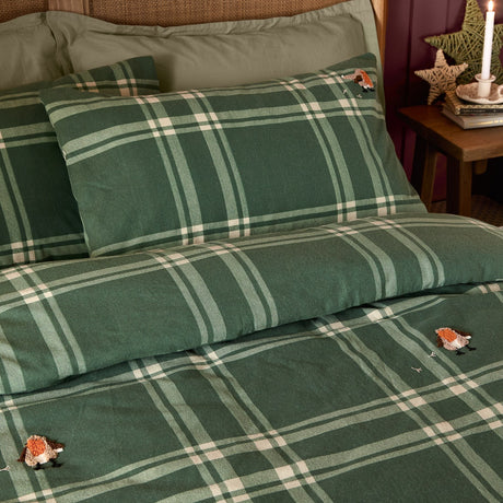 Ramble Cotton Check Duvet Cover Set - Green