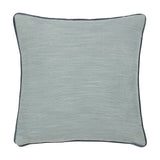 Square velvet cushion in muted blue-grey with a piped charcoal edge, shown plain-backed against a white background.