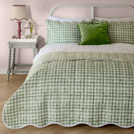 Scallop Plain Cotton Blend Bedspread - SCALLOP-BS
