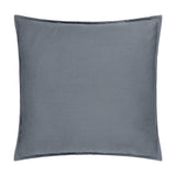 Slub Cotton Woven Plain Cushion in Denim blue, square with a flanged edge, shown on a plain white background.