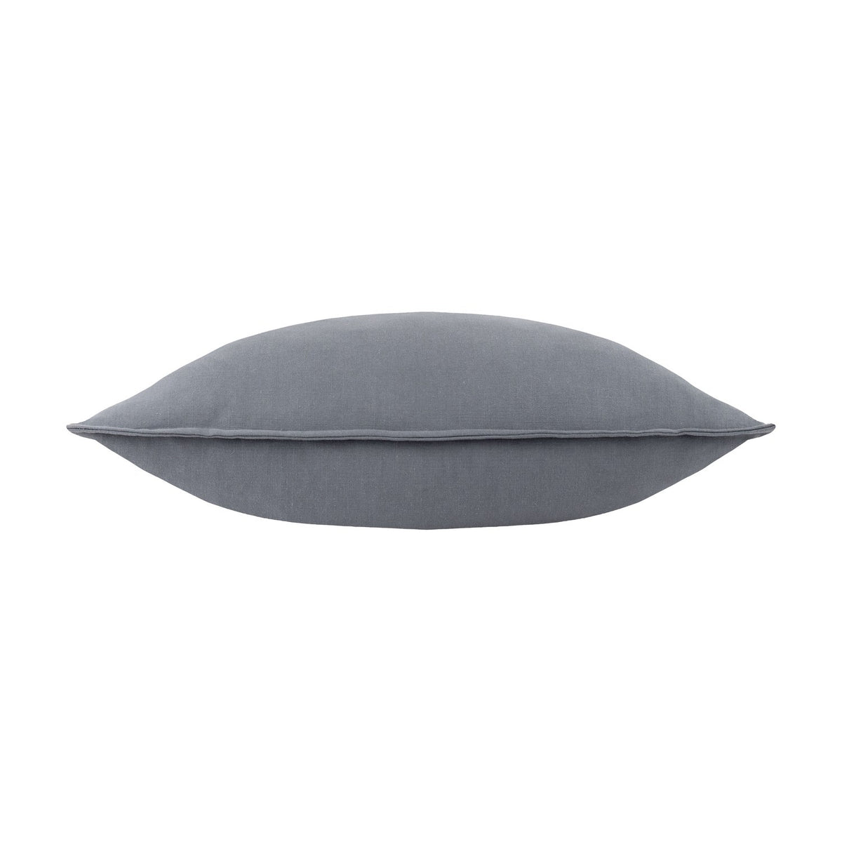 Slub Cotton Woven Plain Cushion in Denim blue, shown lying flat with piped edges and a matt woven texture against a plain white background.