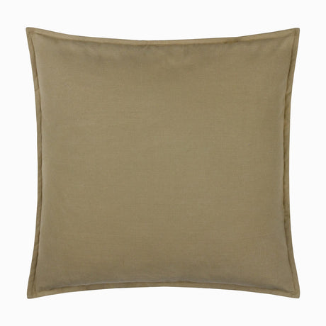 Square slub cotton woven plain cushion in moss green with a subtly textured weave, shown against a plain white background.