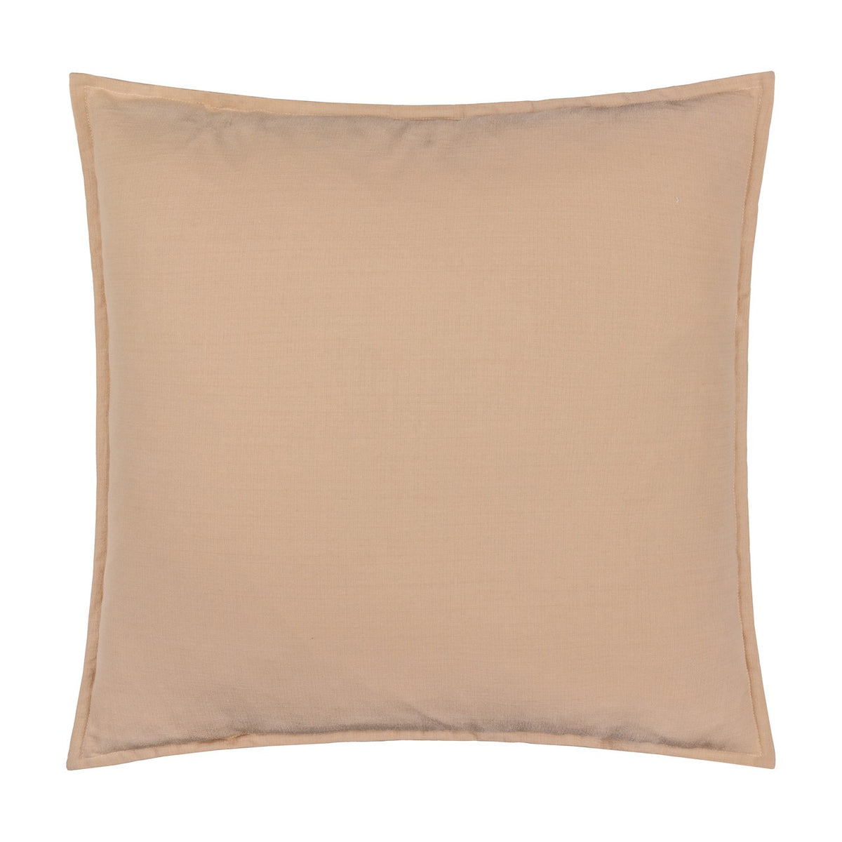 Square slub cotton woven plain cushion in natural beige with an oxford border, shown against a plain white background.