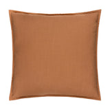 Square slub cotton woven plain cushion in toffee brown with an oxford flange border, shown on a plain white background.