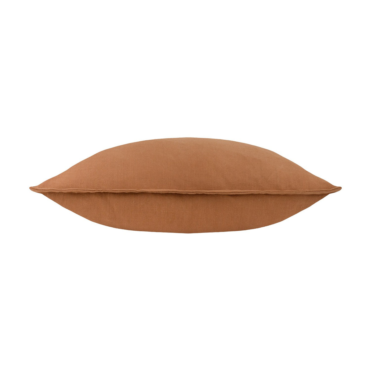 Slub Cotton Woven Plain Cushion in toffee, rectangular with a flat oxford border, textured slub-weave fabric in warm mid-brown, shown on a plain white background.