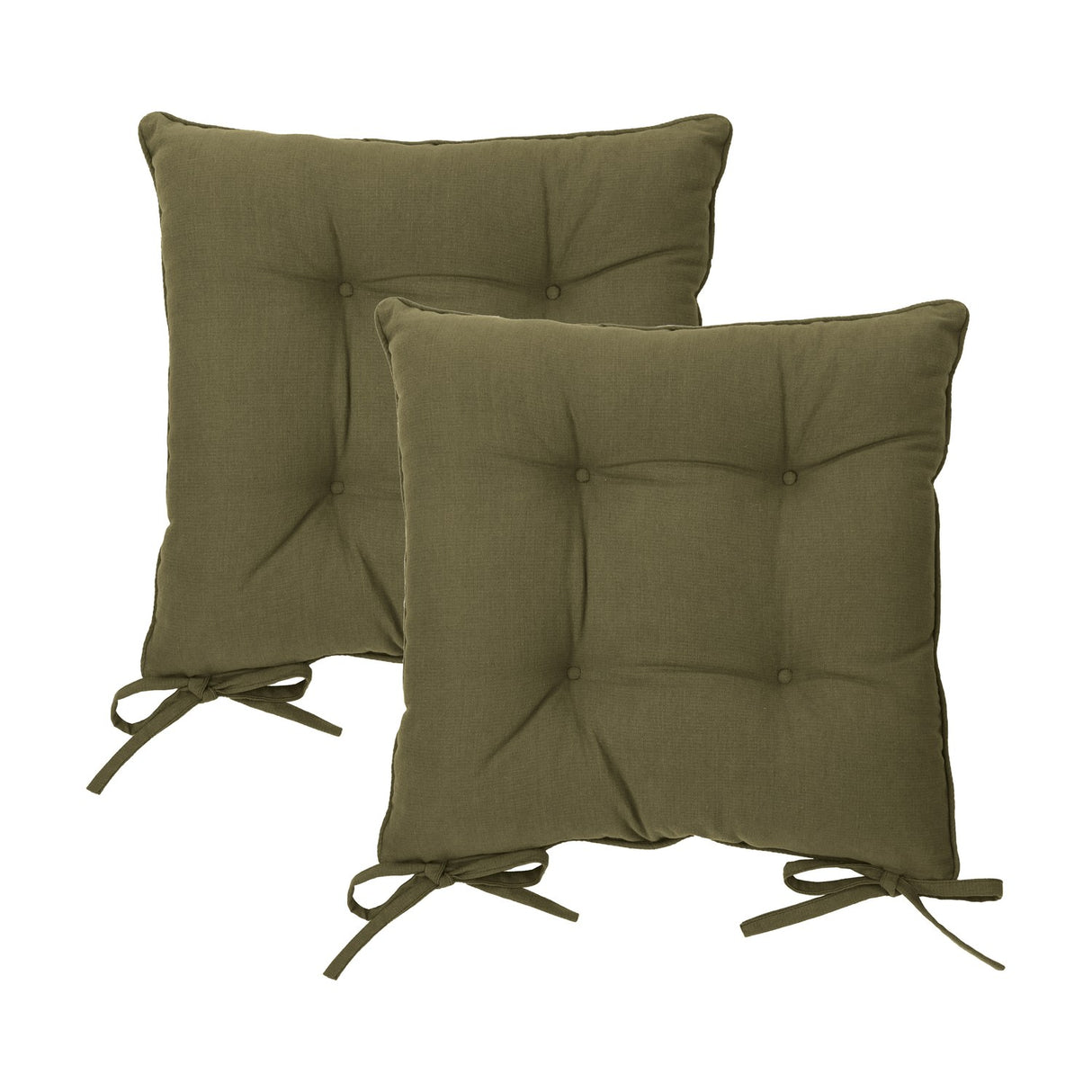 Slub Cotton Plain Polyester Seat Pad - Lichen